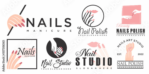 Nails art studio logo design template