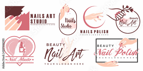 Beauty nail salon logo with creative element