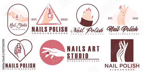 Beauty nail salon logo with creative element