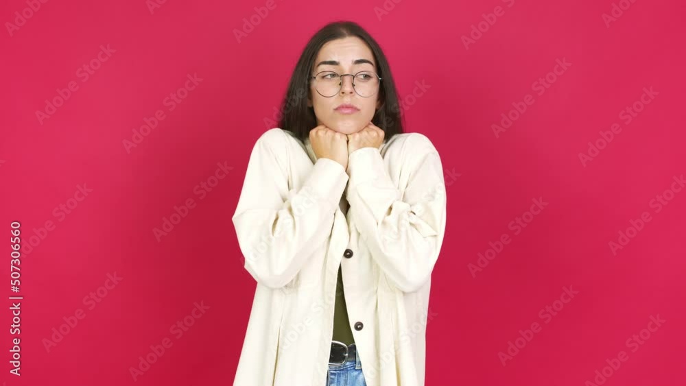 Young brunette woman with glasses and tired Young brunette woman with glasses and tired