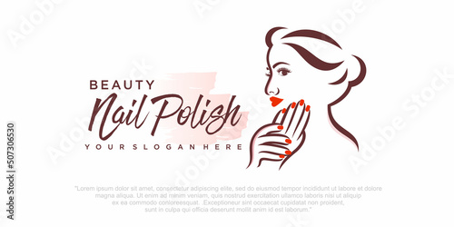 Nail studio or nail polish icon set logo design for beauty salon with unique concept