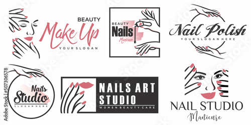 Beauty nail salon logo illustration