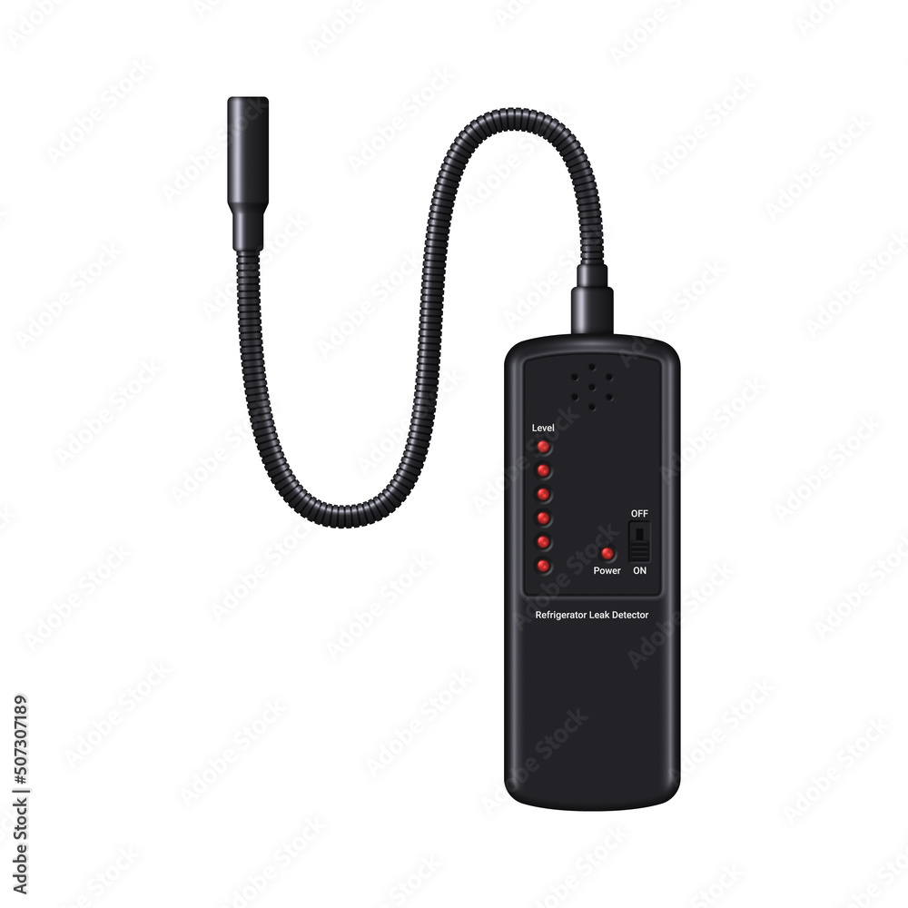 Refrigerator Leak Detector. Halogen refrigerant leak sensor. Vector