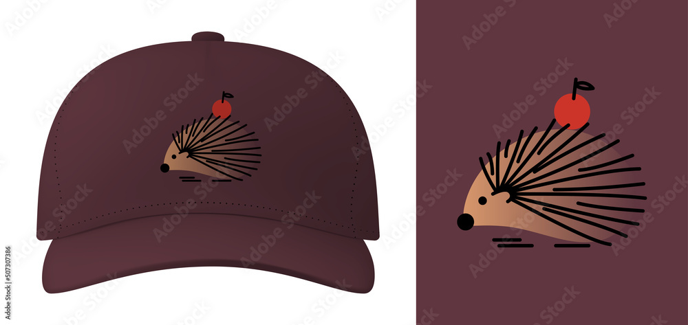 Vector hedgehog in flat style . Editable illustration