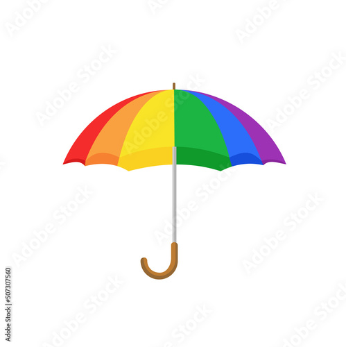 Rainbow umbrella isolated on white background. Umbrella with rainbow colors.Vector stock