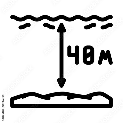 maximum diving depth on course line icon vector. maximum diving depth on course sign. isolated contour symbol black illustration