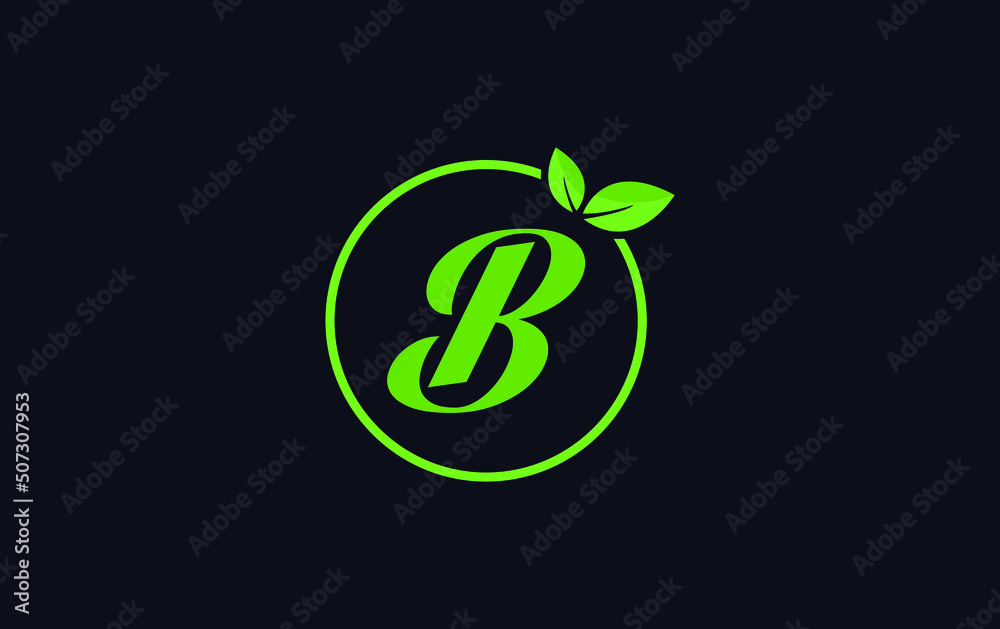 Fresh green leaf nature and healthy leaf logo design vector with the letter and alphabets B Fresh green leaf nature and healthy leaf logo design vector with the letter and alphabets B