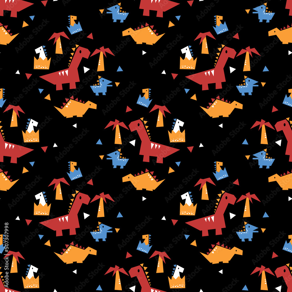 Obraz premium abstract shape dinosaur in fun shape background or fabric pattern for printing