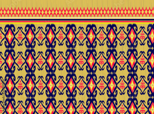 geometric ethnic vintage texture vector art design. textile fashion pattern line  ikat seamless pattern and batik fabric texture asian background wallpaper geometry indian. Ethnic abstract ikat art . photo