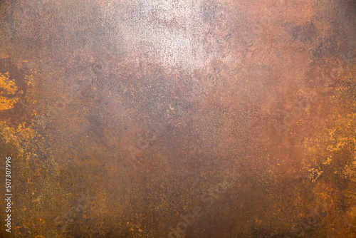 An old sheet of iron covered with rust. Close up.