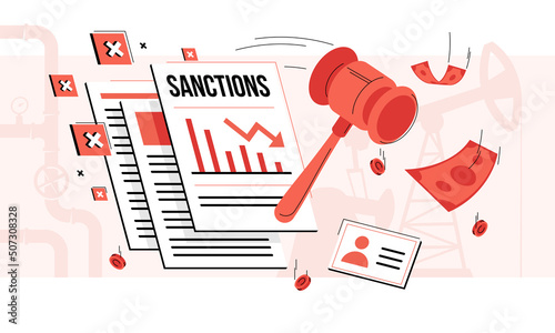 Economic sanctions vector illustration and defend against threats to international peace photo