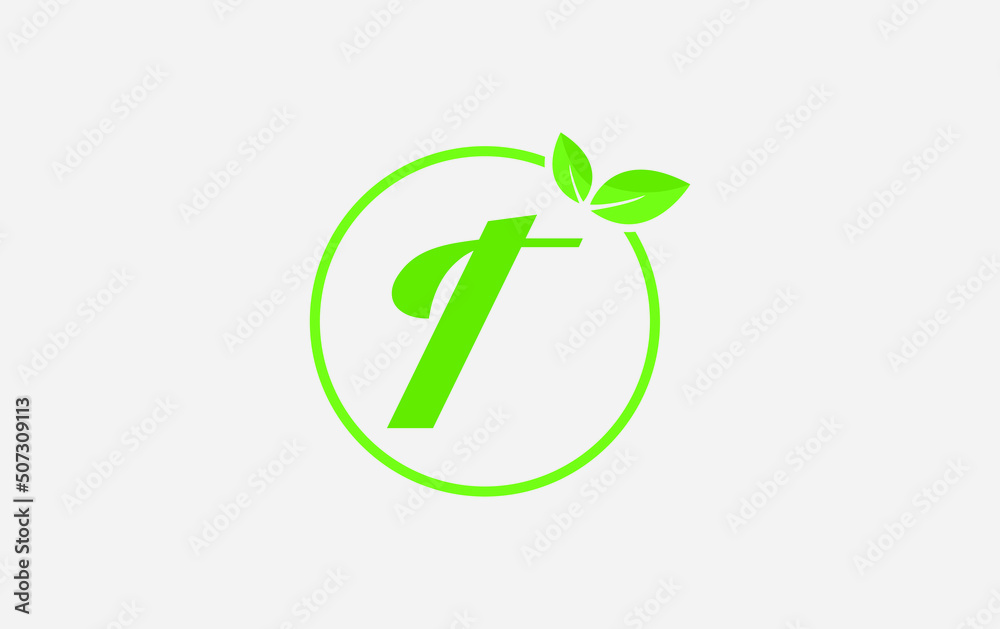 Fresh green leaf nature and healthy leaf logo design vector with the letter and alphabets T Fresh green leaf nature and healthy leaf logo design vector with the letter and alphabets T