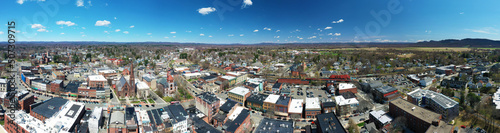 Fototapeta Naklejka Na Ścianę i Meble -  Aerial panorama of Northampton, Massachusetts, United States on a fine day