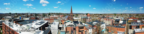 Aerial panorama of Northampton, Massachusetts, United States on a fine morning photo