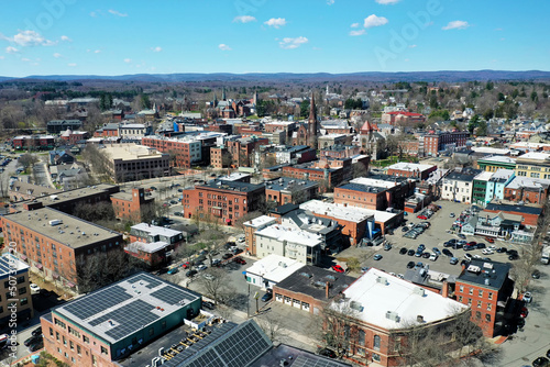 Aerial of Northampton, Massachusetts, United States on a beautiful day