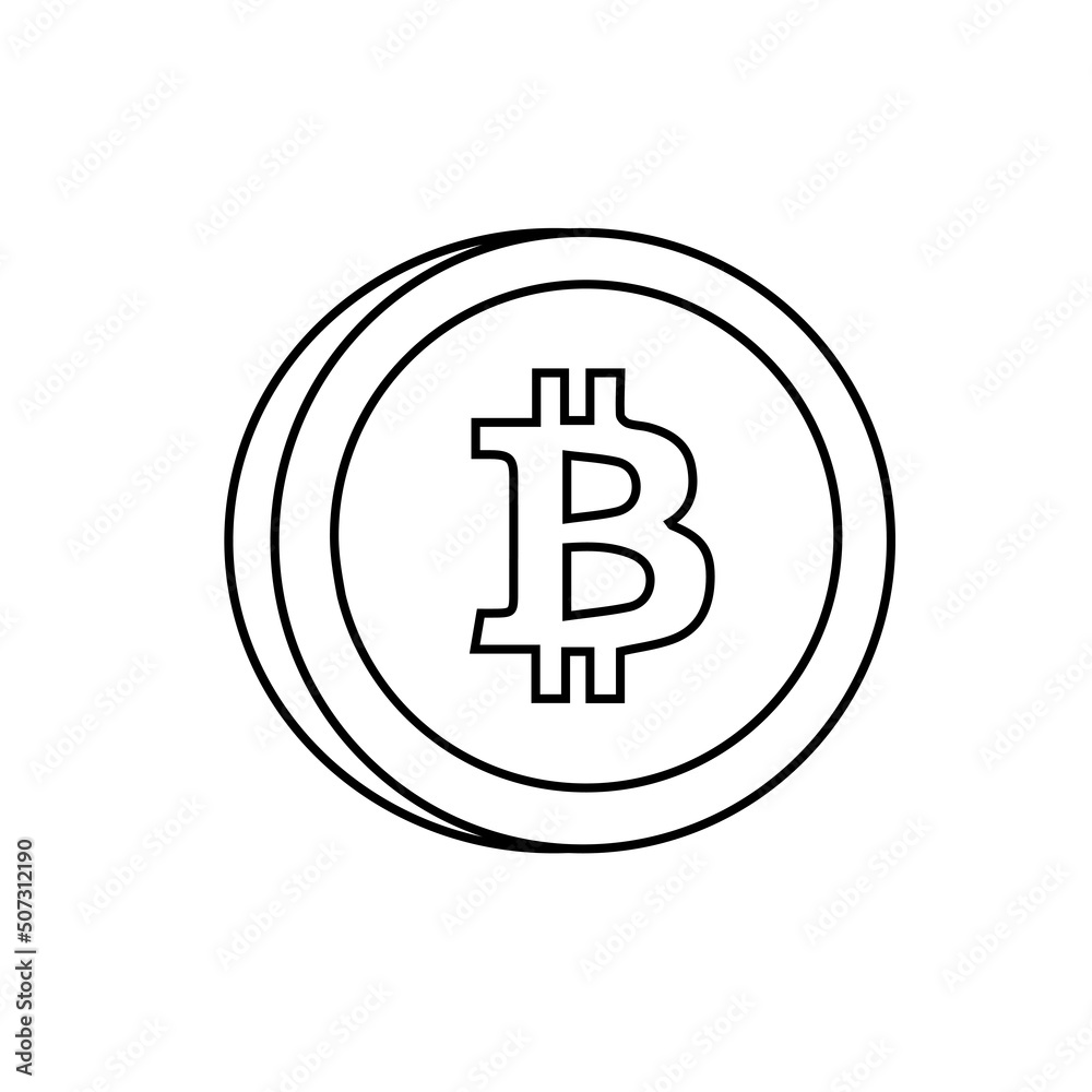Gold bitcoin isolated coin in line style. Vector illustration Gold bitcoin isolated coin in line style. Vector illustration