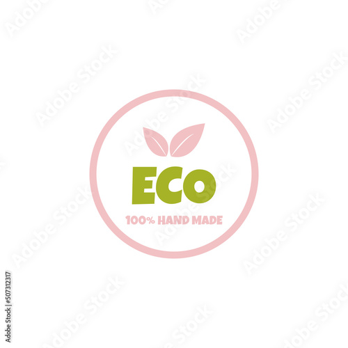 Eco, bio, organic and natural products sticker, label, badge and logo.
Ecology icon. Logo template with green leaves for organic and eco
friendly products. Vector illustration