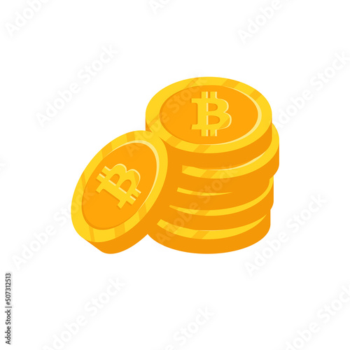 Gold bitcoin isolated coin handful icon. Vector illustration