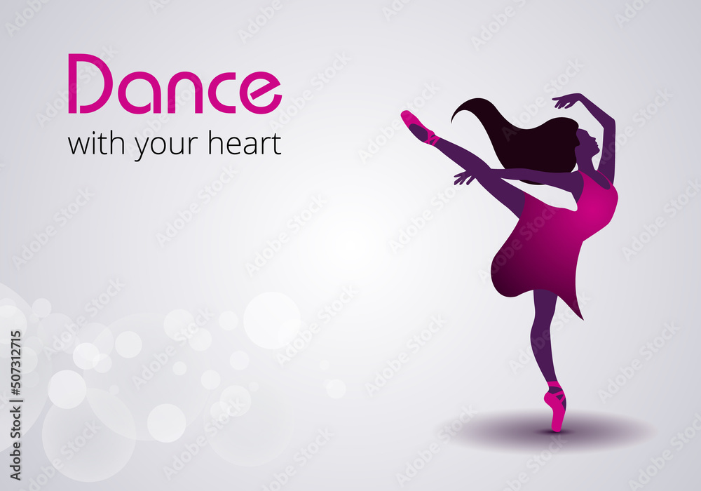 Flyer, invitation, poster or greeting card design template with dancing girl.