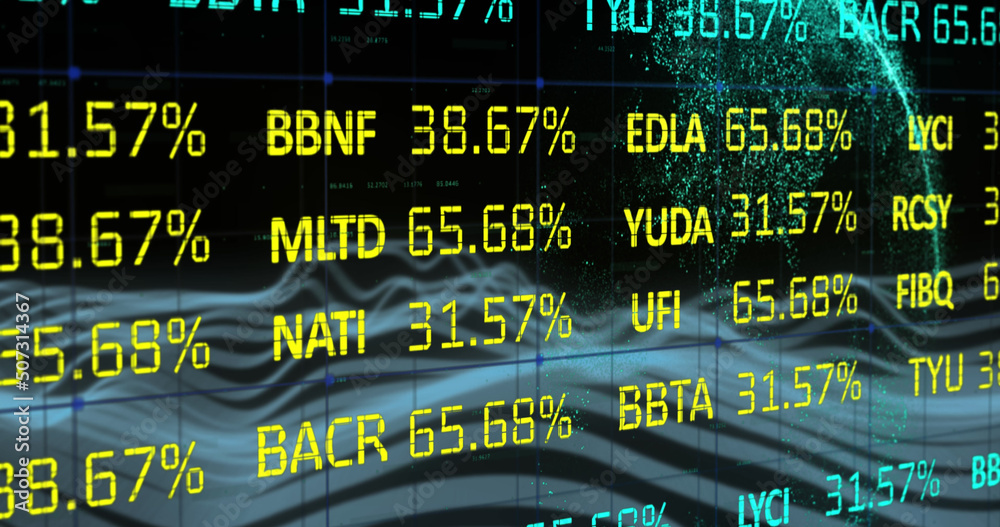Obraz premium Image of data processing over globe on black background