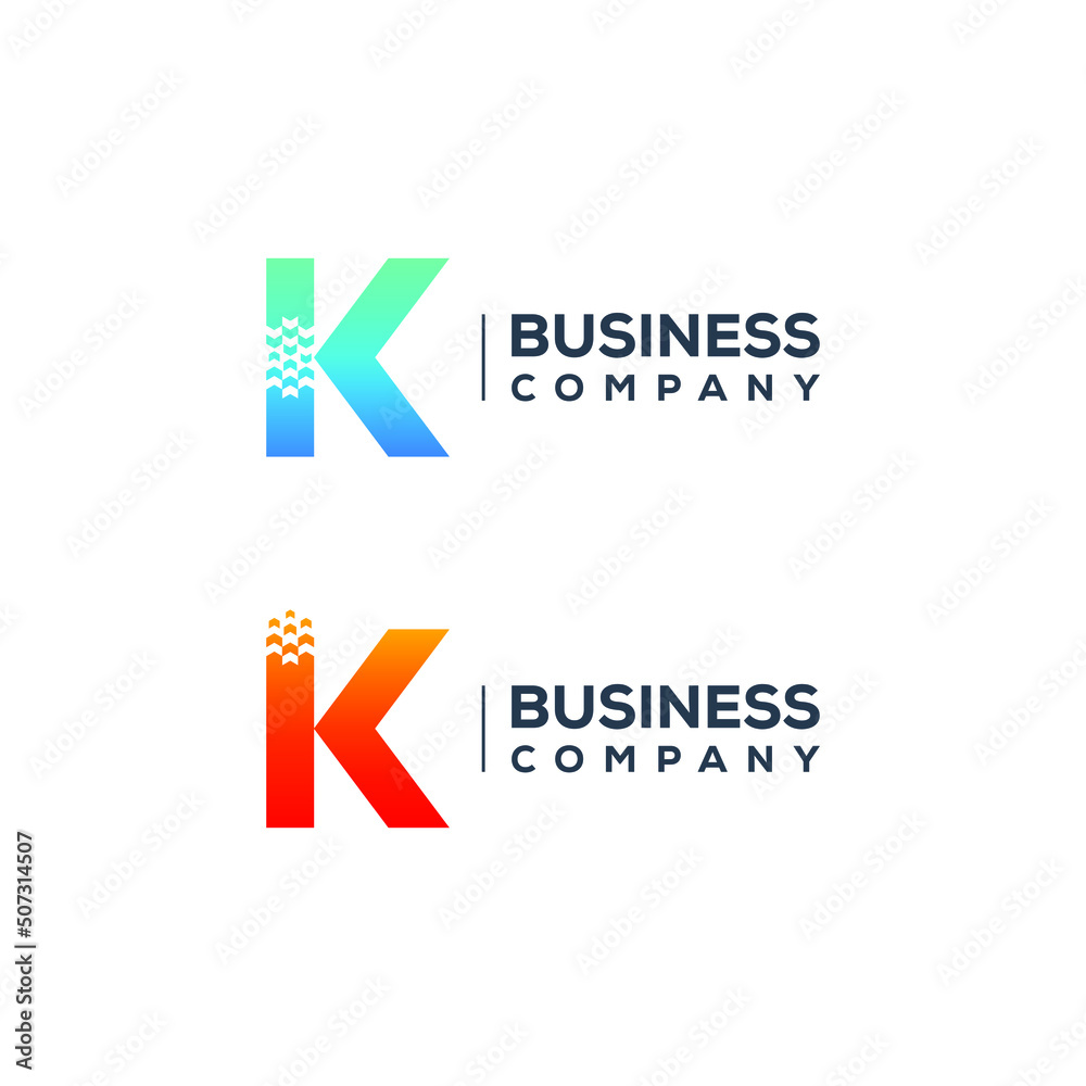 Abstract Letter K Logo design with Arrows Pointer shape for Logistics Delivery Express Company Abstract Letter K Logo design with Arrows Pointer shape for Logistics Delivery Express Company