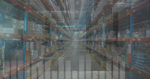 Image of data processing over warehouse