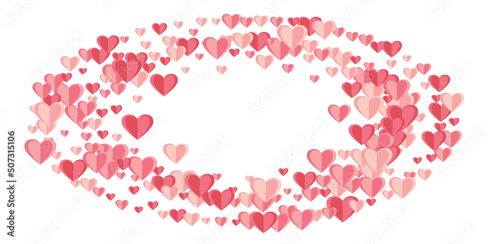 Papercut rosy heart shapes explosion vector background. Wedding decorative elements. Postcard