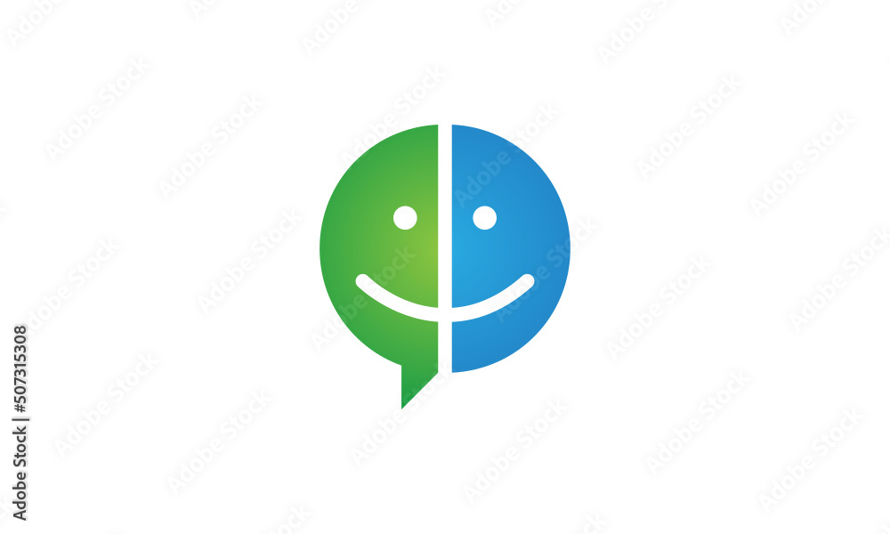 Meet bubble chat Icon, Abstract bubble chat with face Meet bubble chat Icon, Abstract bubble chat with face