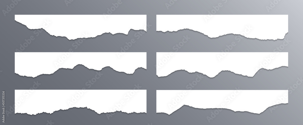 Torn edges of paper, craft design elements vector collection. Ripped edges paper borders
