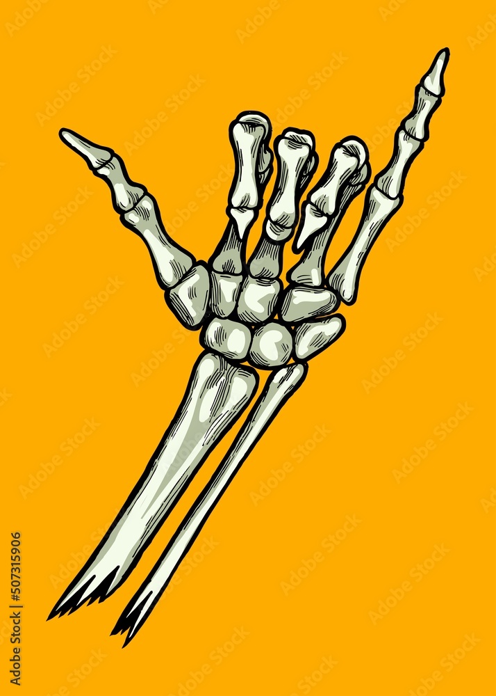 Vecteur Stock Shaka skeleton hand. Bone shaka surfing arm isolated vector  illustration | Adobe Stock