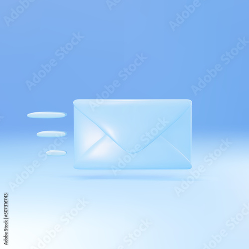 3D blue closed mail envelope icon. Congratulations email visualization. Vector illustration.