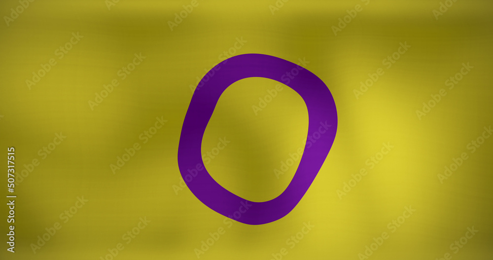 Image of lgbt flag with intersex pride colours waving Image of lgbt flag with intersex pride colours waving
