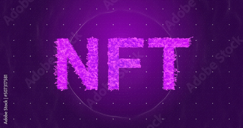 Image of nft over violet background with dots