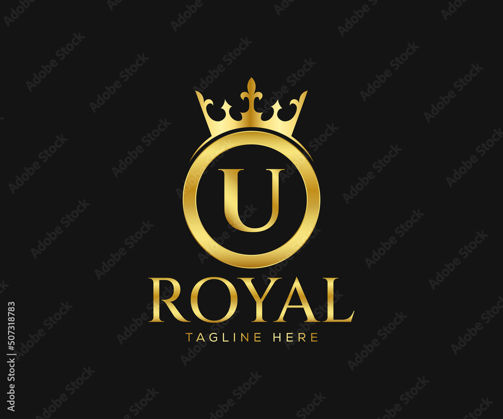 Naklejka premium Luxurious Royal U Letter Logo Design. Letter U Logo Design Template.