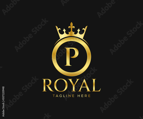 Luxurious Royal Logo Design. Letter P Logo Design Template.