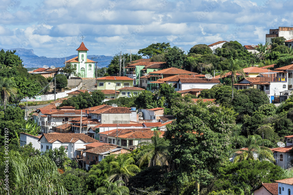 View over Diamantina and the Our Lady of Consolation Church, Minas Gerais, Brazil