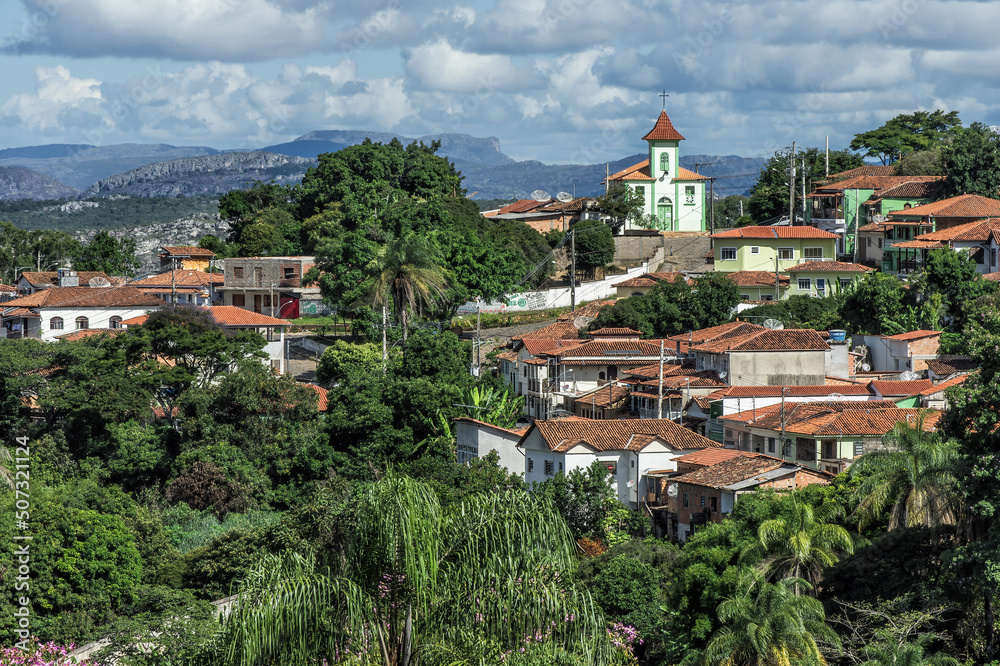 View over Diamantina and the Our Lady of Consolation Church, Minas Gerais, Brazil