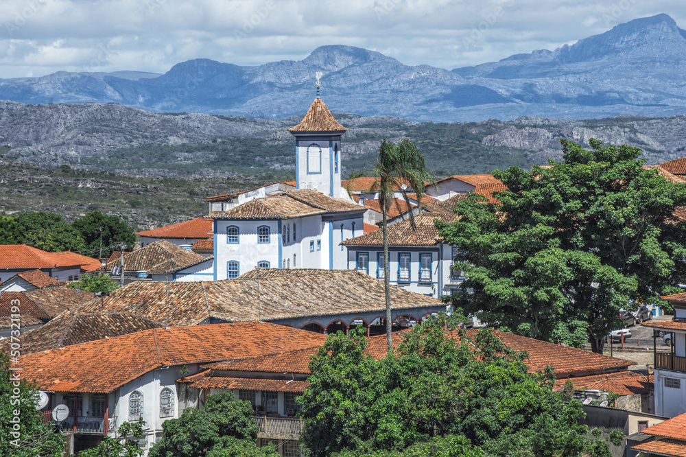 View over Diamantina and the Our Lady of  Amparo Church, Diamantina, Minas Gerais, Brazil
