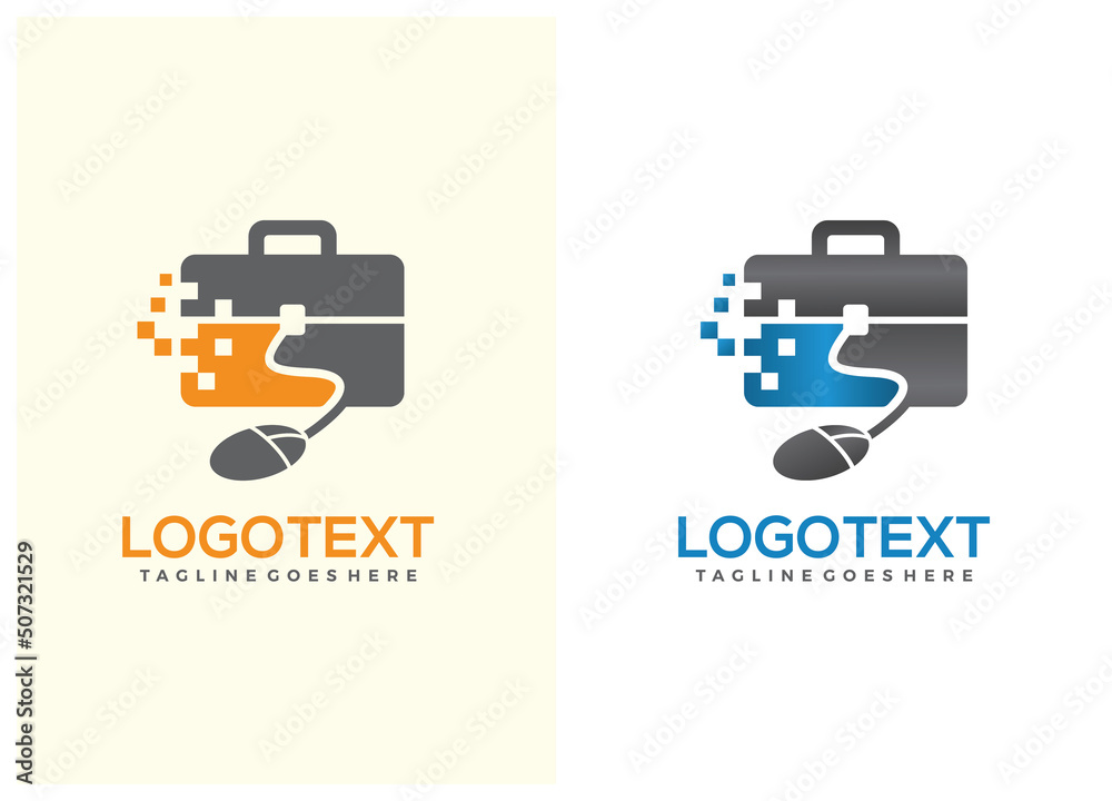 Digital IT Briefcase logo brand vector template Digital IT Briefcase logo brand vector template