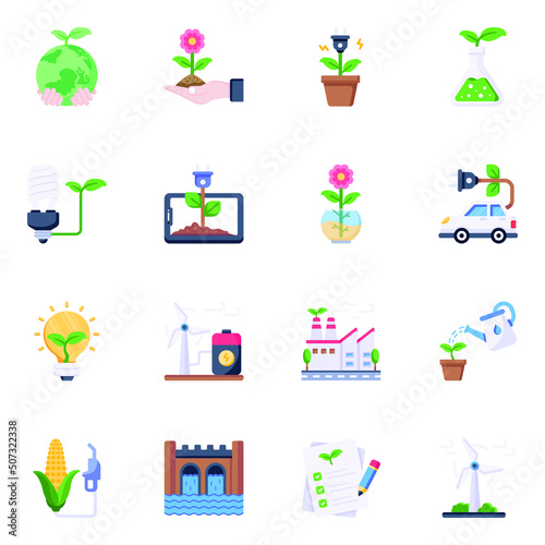 Pack of Eco Flat Icons