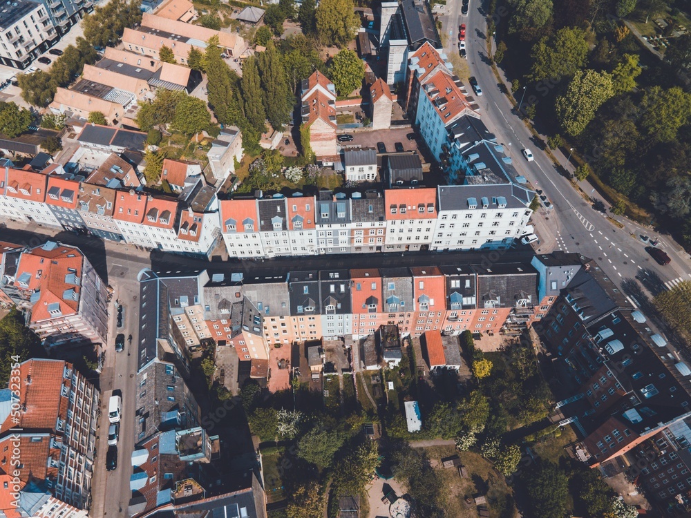 Views over Aarhus, Denmark in Jutland by Drone