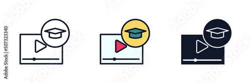 video lesson icon symbol template for graphic and web design collection logo vector illustration