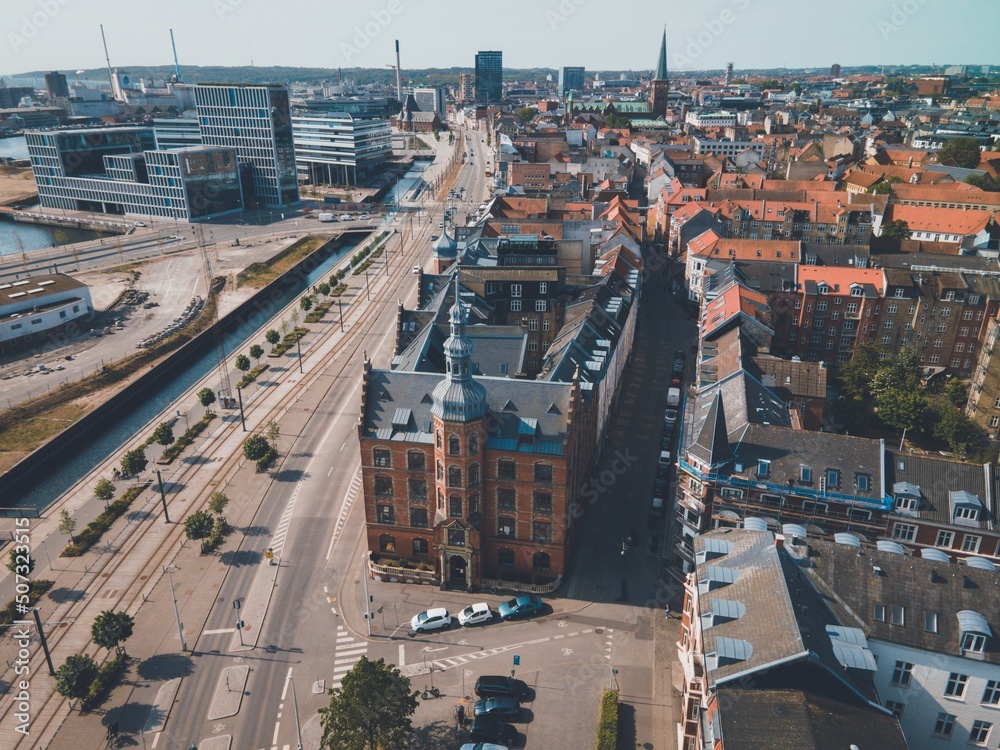 Mejlborg Historical Landmark in Aarhus, Denmark by Drone