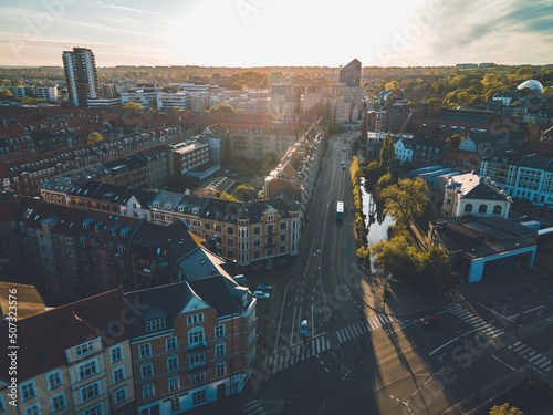 Fotótapéta Views over Aarhus, Denmark in Jutland by Drone