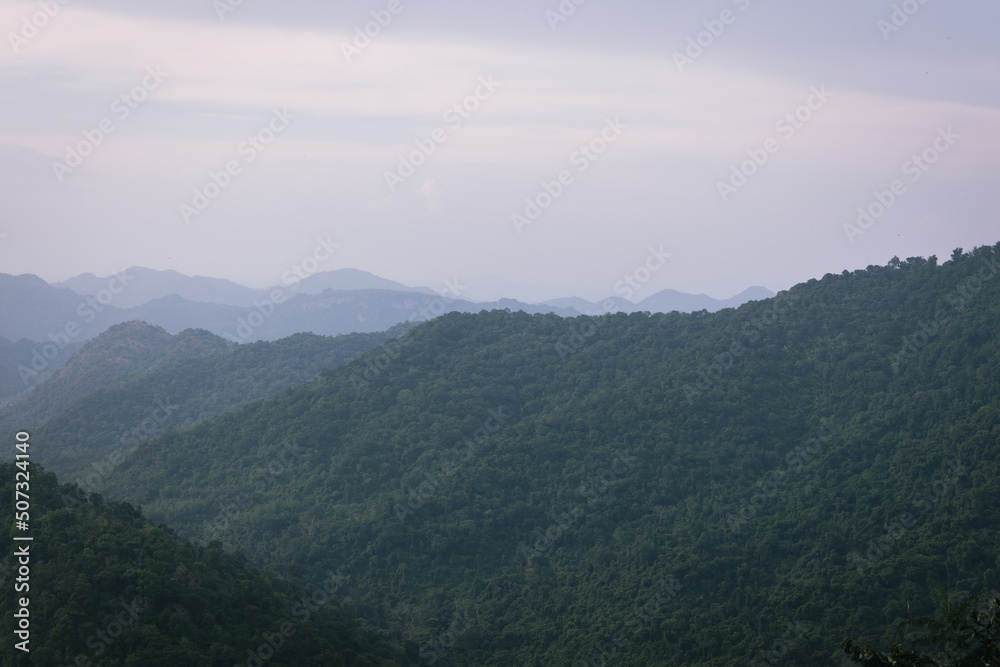 Beautiful nature, sky, trees, evening atmosphere at Khao Yai National Park, Thailand