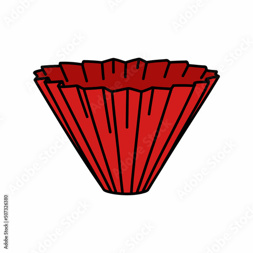 origami coffee method doodle icon, vector color line illustration