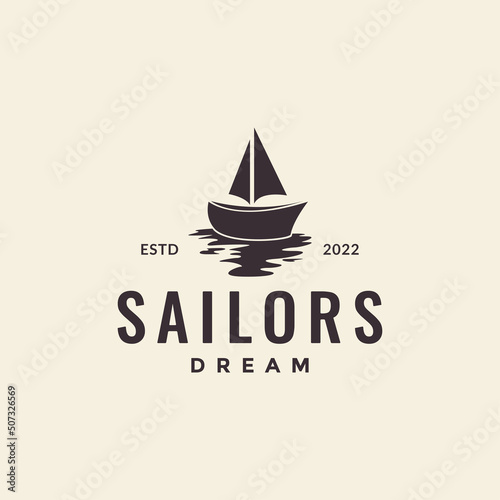 hipster wood boat sailor logo design vector graphic symbol icon illustration creative idea