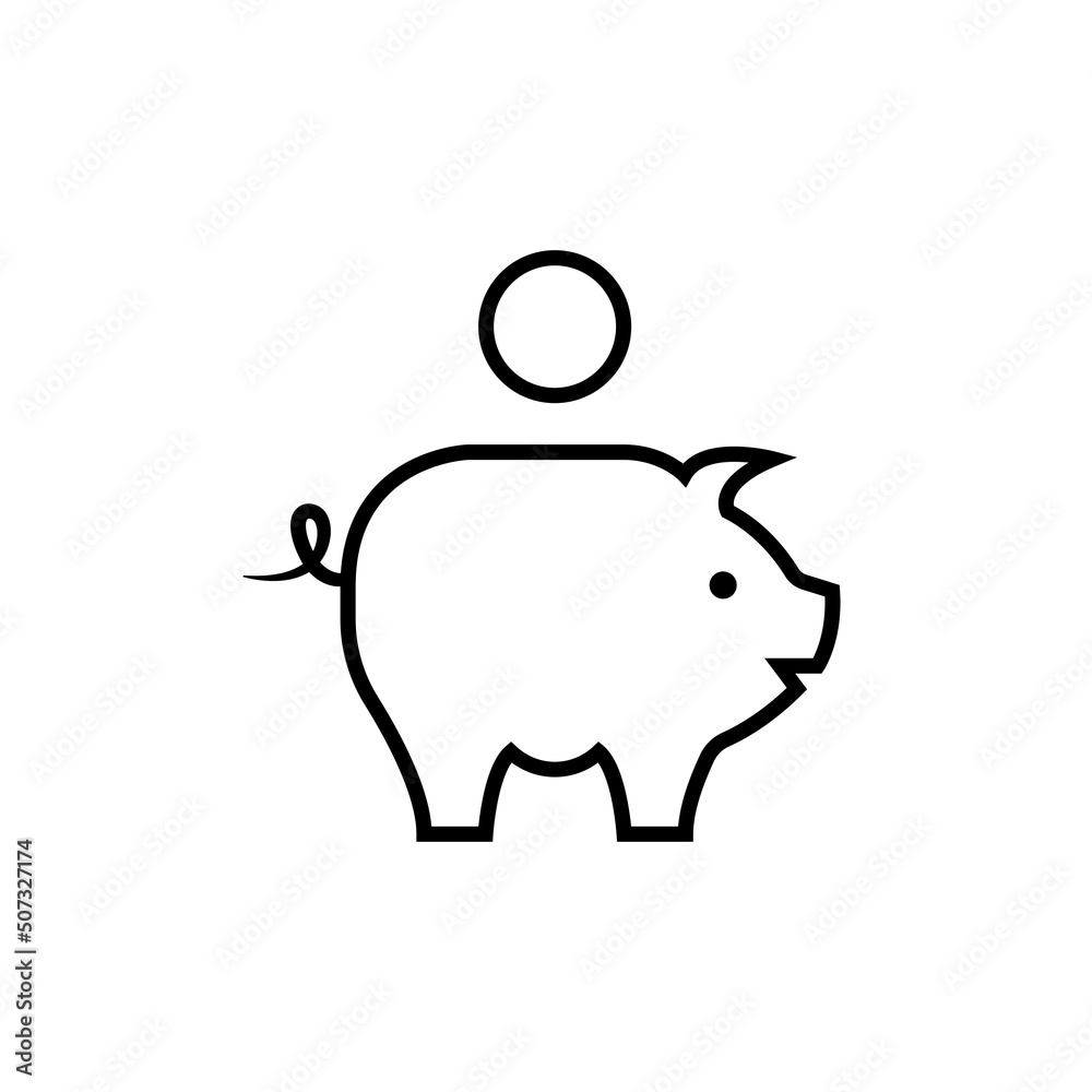 Piggy bank black outline icon in flat style. Graphic illustration. Money box sign. Pig container symbol, business concept. Deposit logo. For website design, app, ui, ux, infographic. Vector EPS 10 Piggy bank black outline icon in flat style. Graphic illustration. Money box sign. Pig container symbol, business concept. Deposit logo. For website design, app, ui, ux, infographic. Vector EPS 10