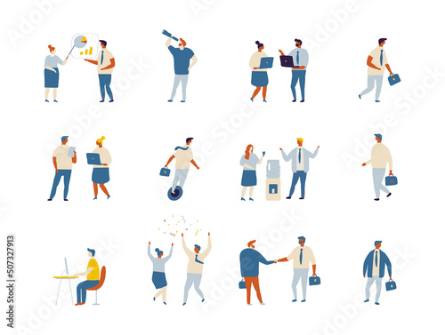 Teamwork. Business people flat vector collection.