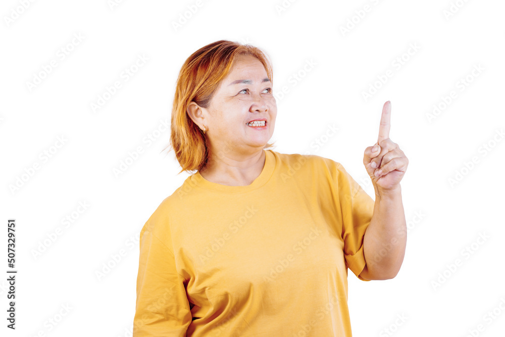 Happy Asian woman on white background. old women's enjoyment. Happy Asian woman on white background. old women's enjoyment.